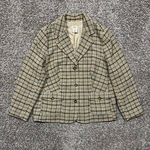 L.L. Bean Tan and Navy Plaid Blazer